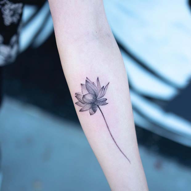 Elegant Lotus Flower Tattoo 
