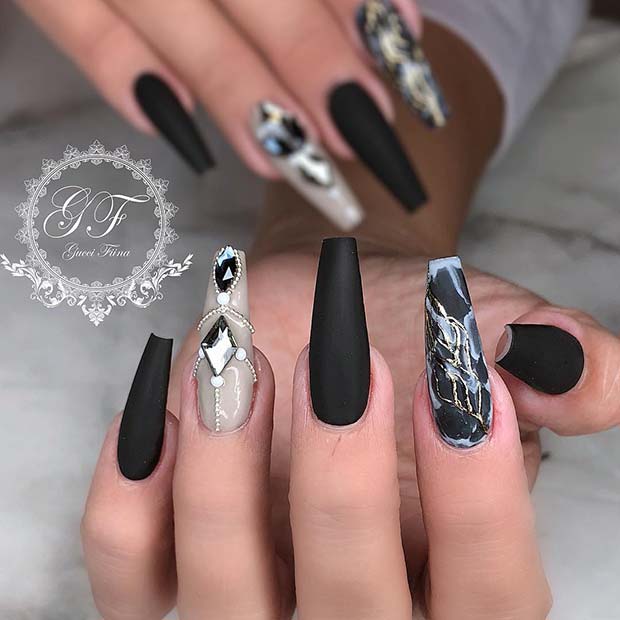 21 Bold And Edgy Black Coffin Nails - Stayglam - Stayglam