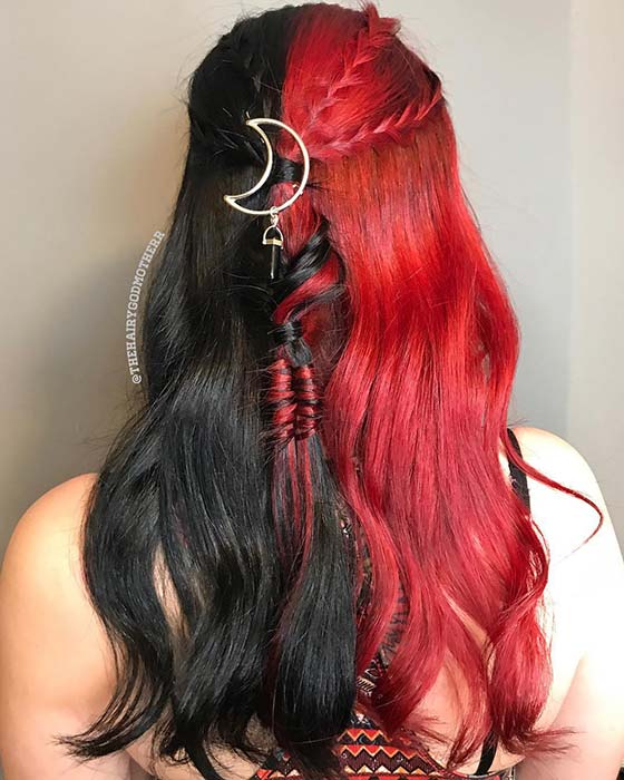 Half Red Half Black Hair