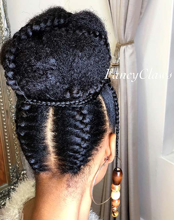 Braided Bun with Upside Down Braids