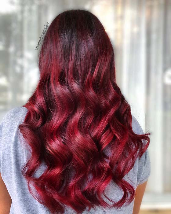 Long Red Hair with Dark Roots