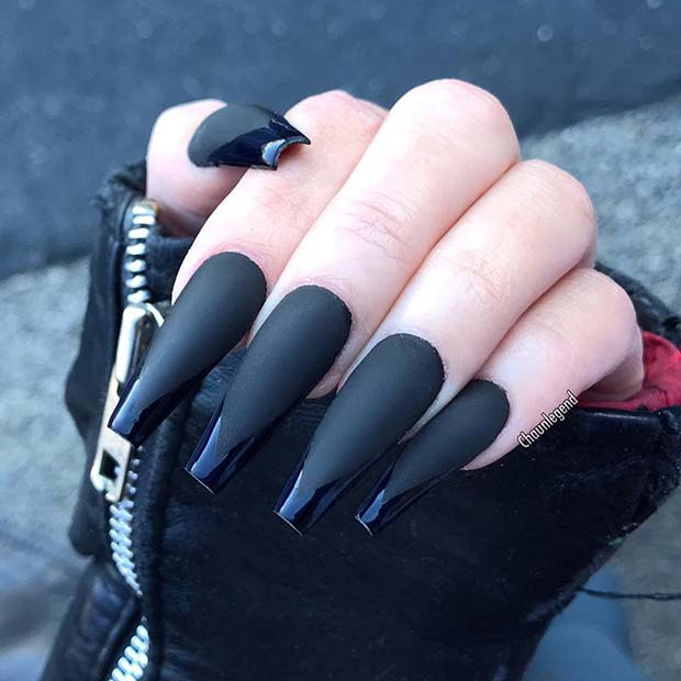 BLACK OMBRE NAILS I BLACK LV NAILS I OMBRE ART DESIGN I NOTPOLISH I LONG  COFFIN SHAPE I 2020 NAILS 