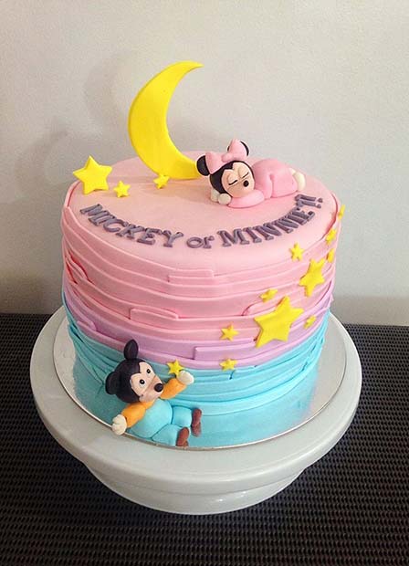 Mickey or Minnie Gender Reveal Cake