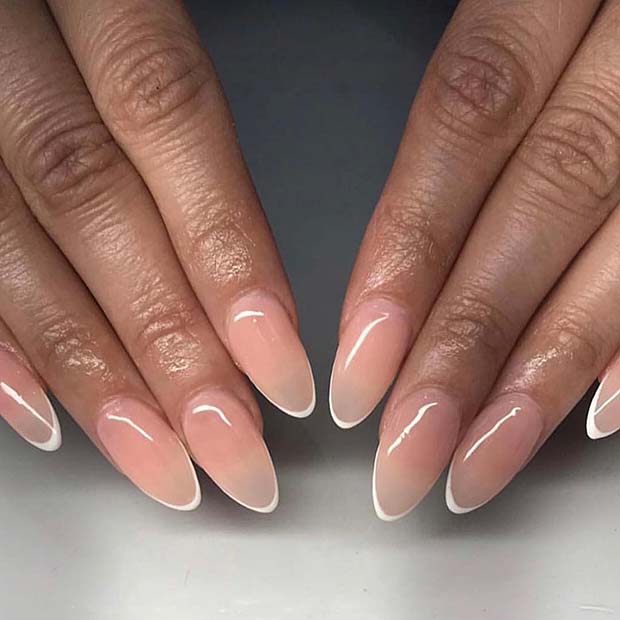 Nude Nails with Thin White Tips
