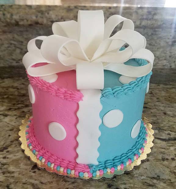 Pink and Blue Gift Cake Idea