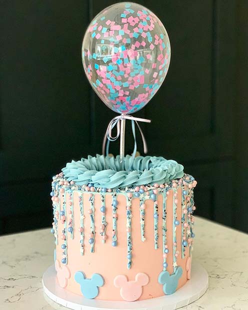 Pink and Blue Balloon Cake