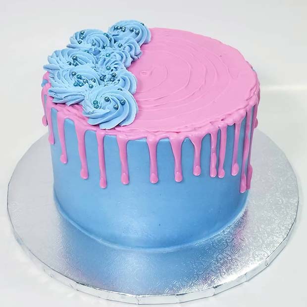 Buy Floral Blue N Pink Cake-Floral Blue N Pink Cake