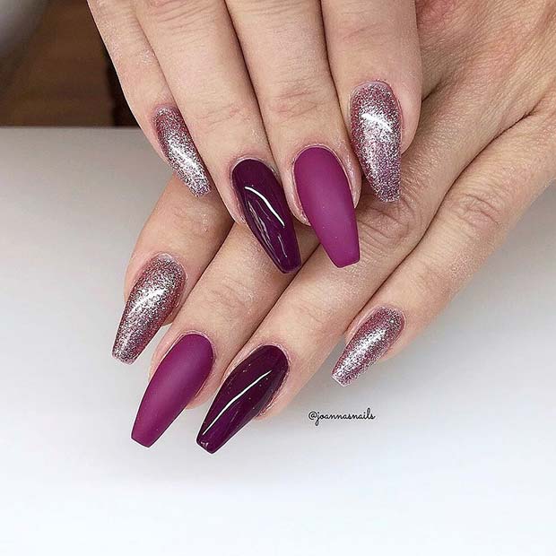 Glitter and Matte Gel Nails