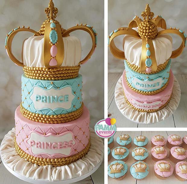 Regal Prince or Princess Cake with Crown