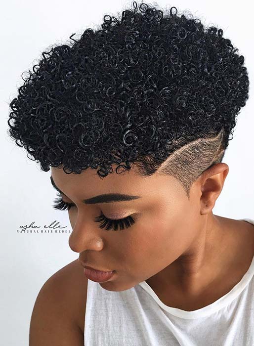 Shaved Hairstyle with Tight Curls