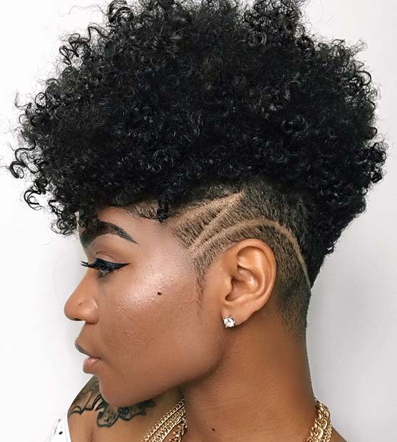Short Natural Hair with Shaved Pattern 