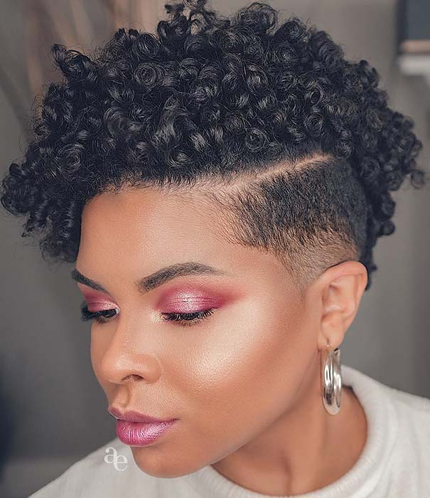 Shaved Sides with Long Curls on Top