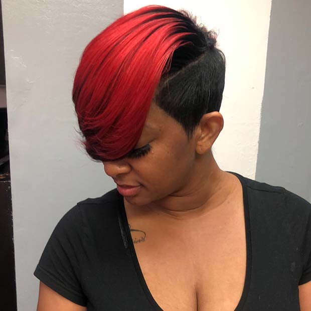 Black and Red Short Hairstyle  