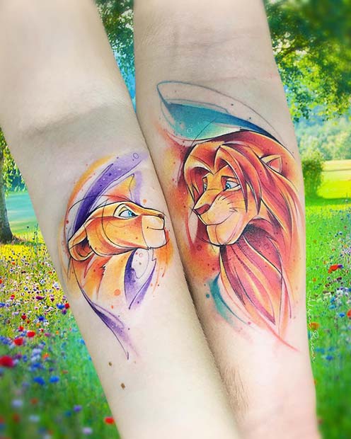 The Lion King Couple Tattoos