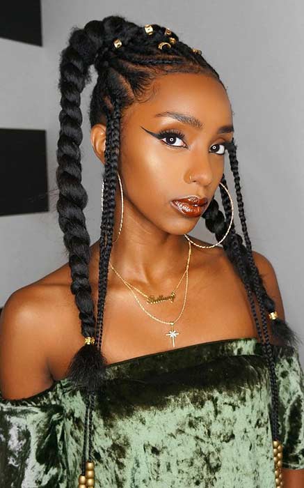 Tribal Braids with Weave