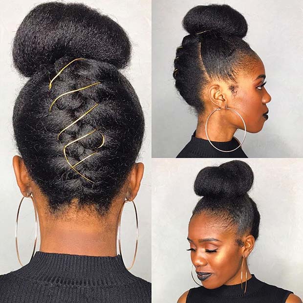 AFRO PUFF WITH BRAIDS AND GOLD STRINGS | OGC - YouTube