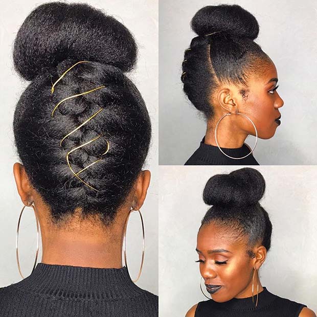 Braided Bun Idea for Natural Hair