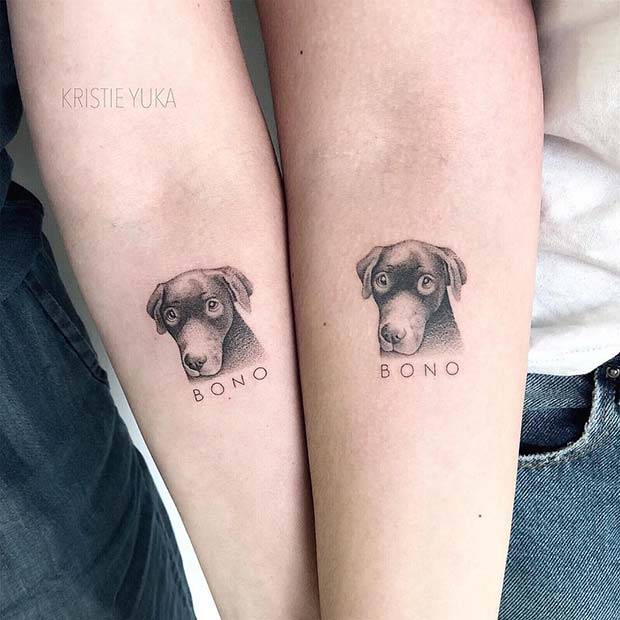 Adorable Matching Pet Tattoo Idea