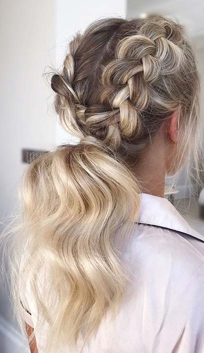 Beautiful Messy Braids and Ponytail Idea