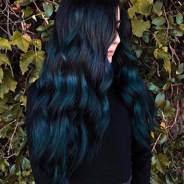 Black to Teal Ombre Hair