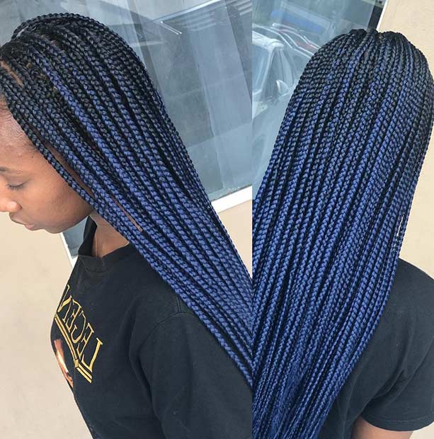 Blue Black Box Braids