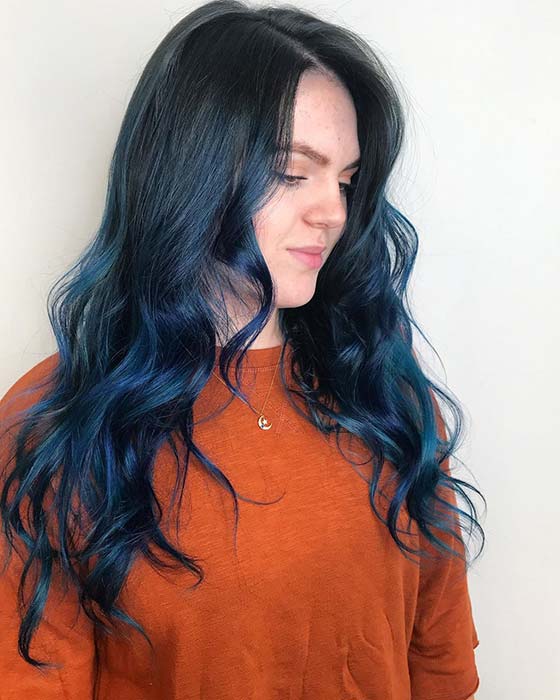 half blue and half black hair