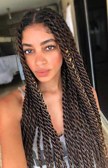 Long, Brown Senegalese Twists with Cords
