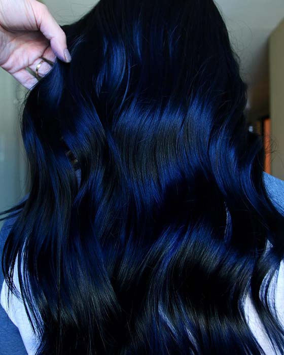 Bold Blue Black Hair Color Idea