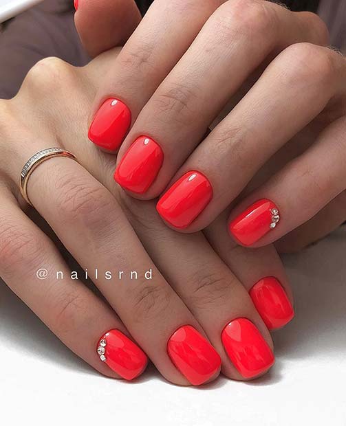 Bright Neon Nails with Crystals