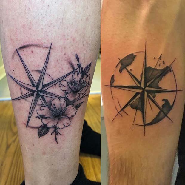 Compass Tattoo Idea for Siblings