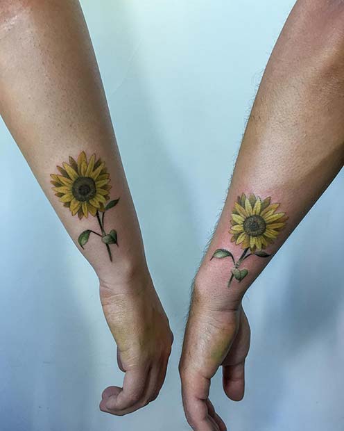 Cute Matching Sunflower Tattoos 