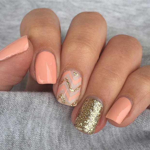 Cute Peachy Chevron Nails