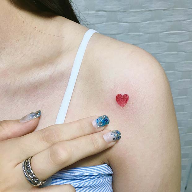 Small Red Heart Tattoo 
