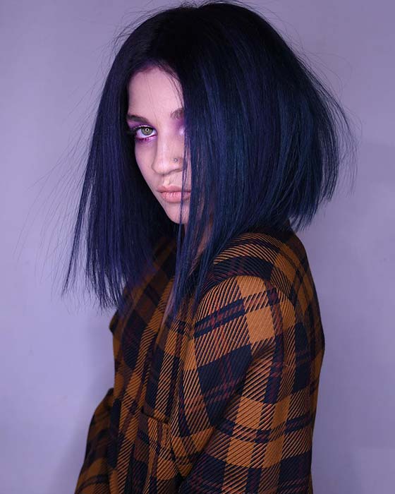 black and blue hair