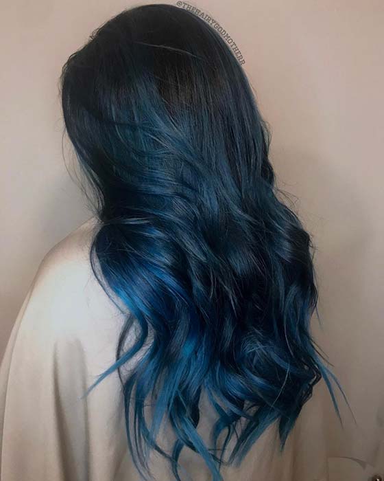 Black to Teal Ombre Hair