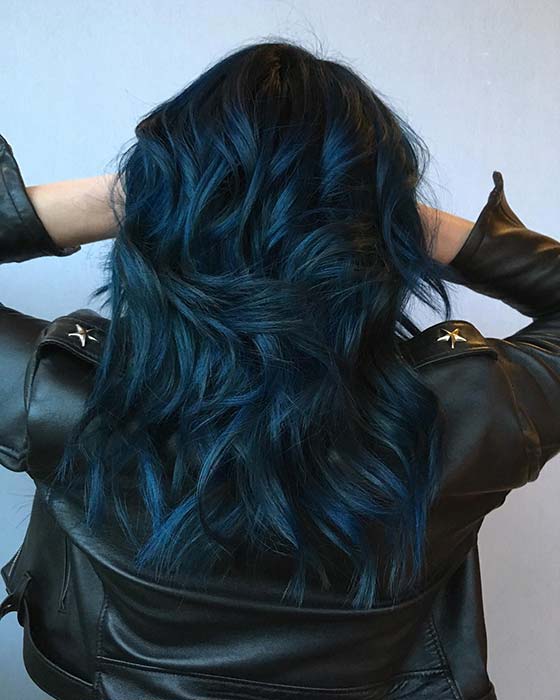 Black and Teal Hair Color Idea