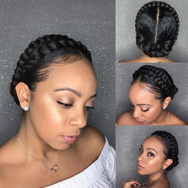 Double Halo Braid Style on Natural Hair
