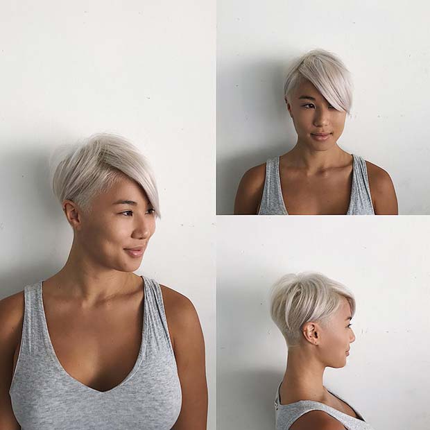 Platinum Blonde Short Hair + Edgy Undercut