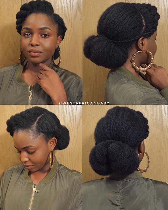 Elegant Low Bun Updo for Natural Hair