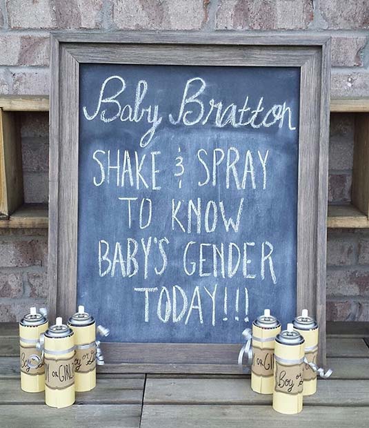 Fun Spray Idea for a Gender Reveal Party