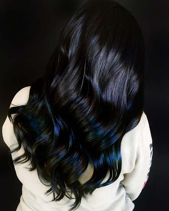 23 Beautiful Blue Black Hair Color Ideas to Copy