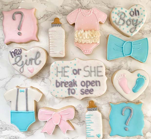 He or She Cookies for a Gender Reveal Party