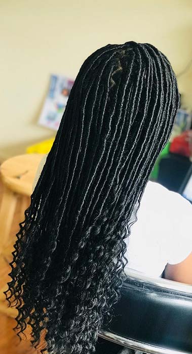 Long Goddess Locs with Curly Ends