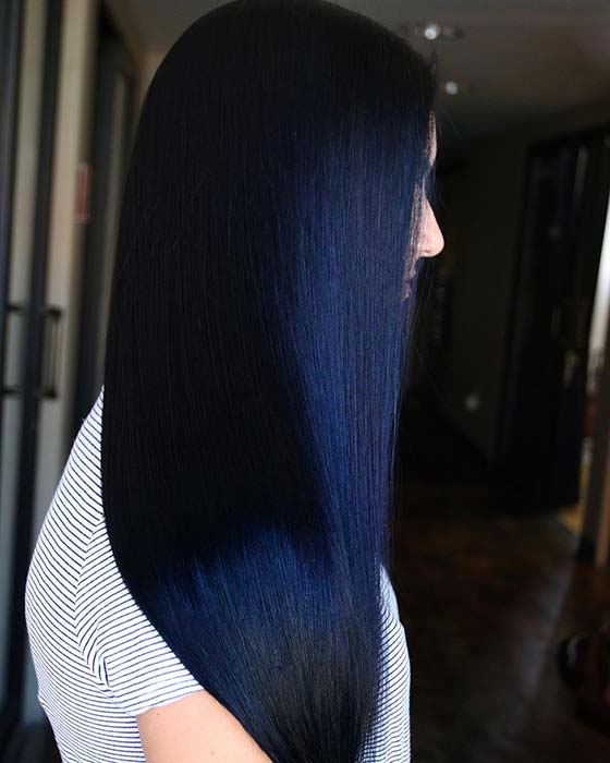 Blue black clearance straight hair