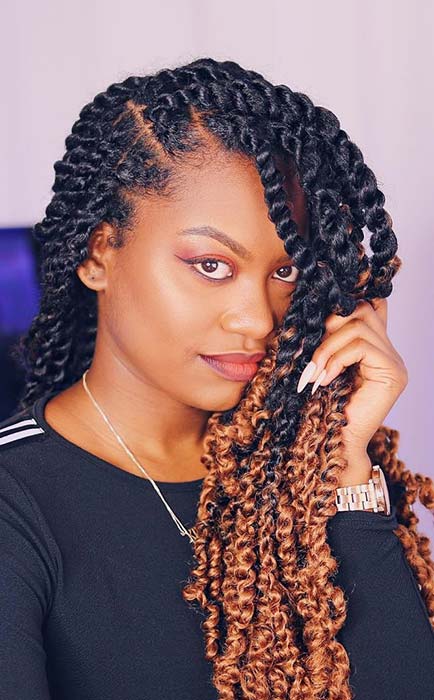 Ombre Passion Twists with Coppery Color