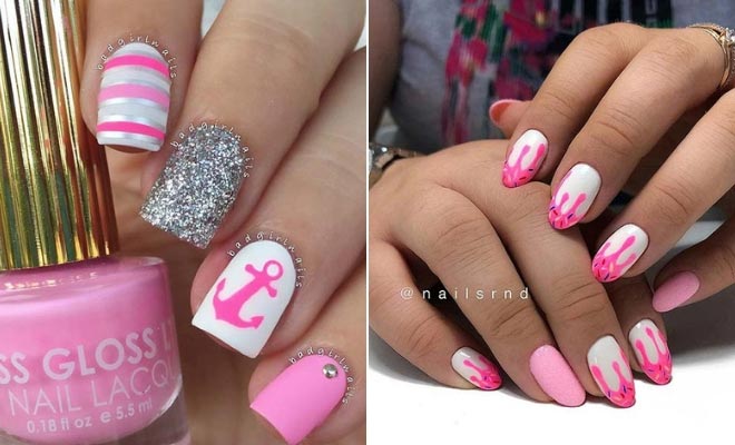 pink white nails