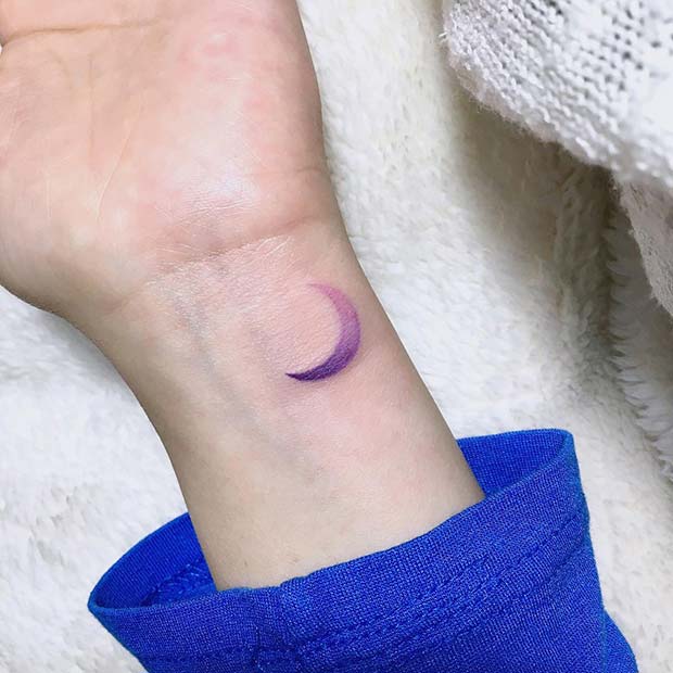 Pretty Purple Moon Wrist Tattoo 