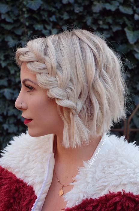 Short Bob with French Lace Braid