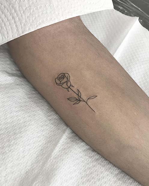 Simple Single Rose Tattoo