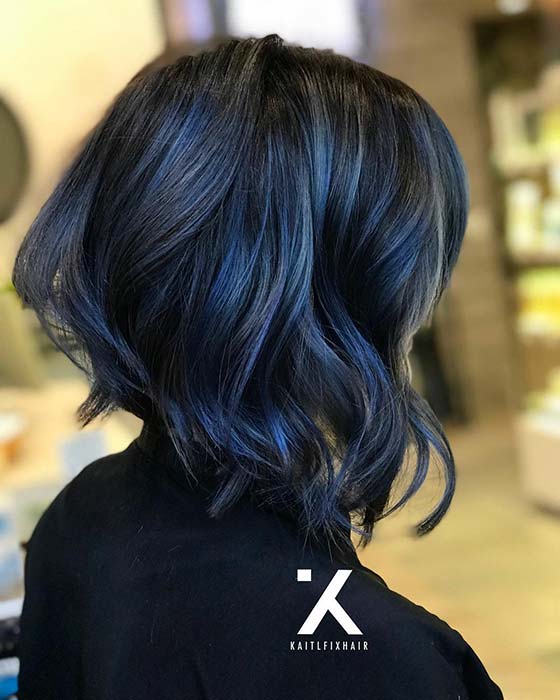 Stylish Blue Black Bob Style